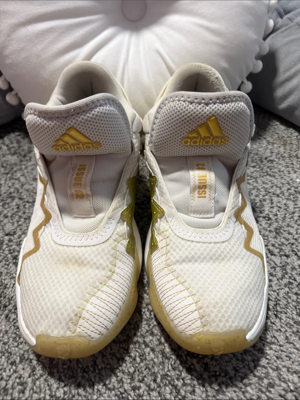 adidas D.O.N. Issue 2 White Gold Metallic Basketball Shoes Kids 6.5Y - Picture 5 of 5